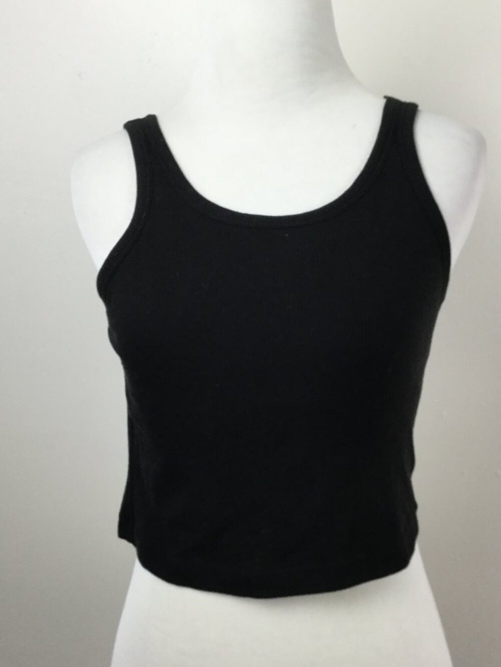 Pink Ribbed Black Cropped Tank Top s